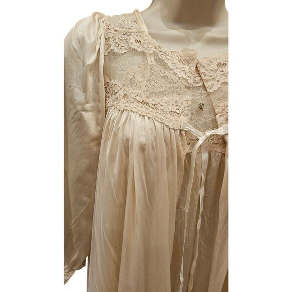 Miss Elaine Peignoir Robe nightgown & Dress Women S Ivory BUTTER SOFT Nylon Lace - Picture 4 of 10
